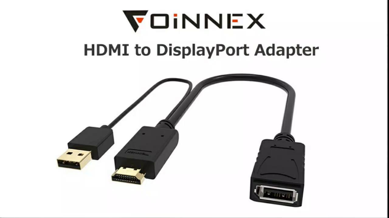 HDMI to DisplayPort Converter, FOINNEX Active HDMI to DP 1.2 Adapter 4K,1080P@60Hz,with USB Powered,